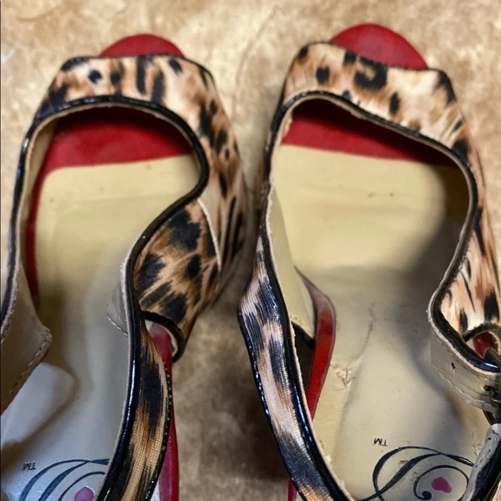 Brown and Red Stiletto Leopard Heels Coquette Cocktail Brunch